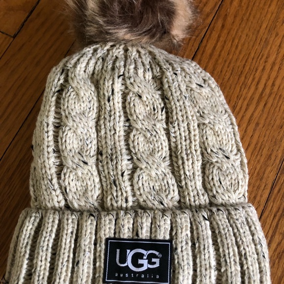 UGG Accessories - Cream cable stitch tweed hat with Pom Pom